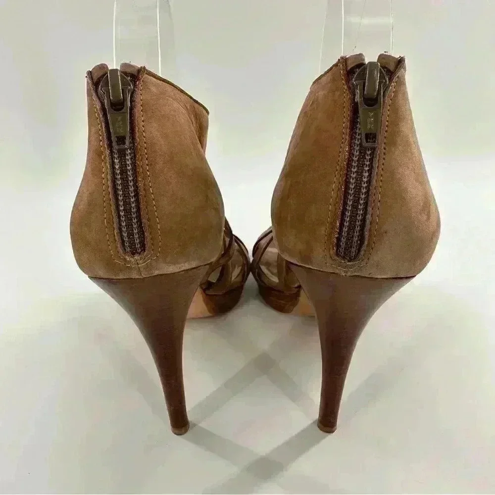 Stuart Weitzman womens platform ankle booties size 8.5 tan nubuck leather